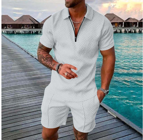 Chris – Polo pour homme avec accent de couleur et fermeture éclair