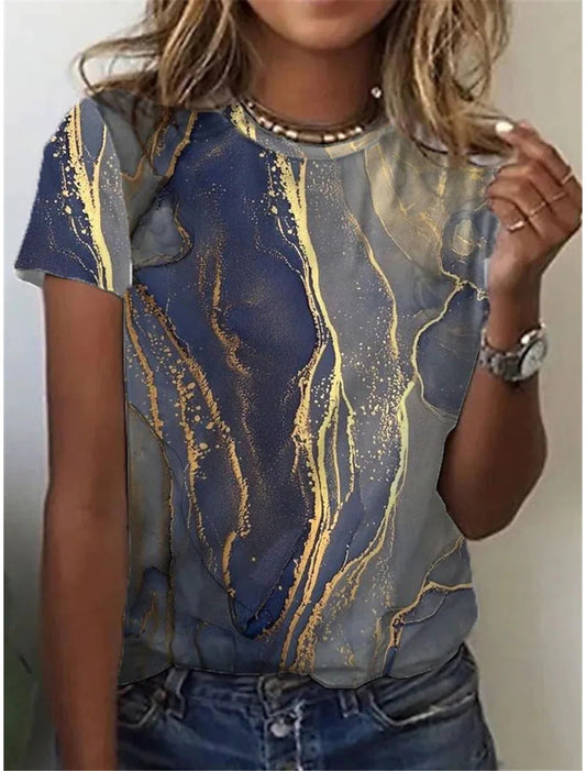 Margaret – T-shirt à Manches Courtes avec Imprimé Rétro Abstrait
