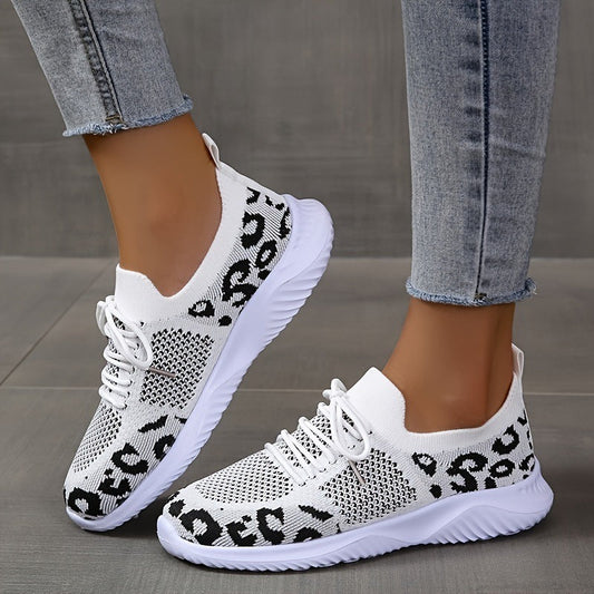 Sandra – Sneakers à Lacets Motif Léopard pour Femmes