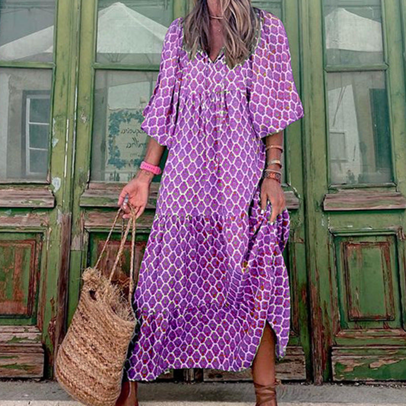 Amanda – Robe Bohème Élégante avec Imprimé Vintage