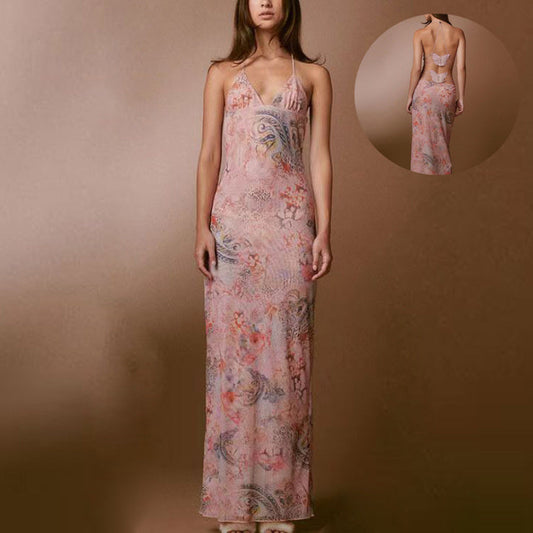 Joy – Robe Sexy Ajustée avec Imprimé Floral et Bretelles Spaghetti