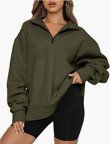 Dawn – Sweat-shirt femme avec zip et col rabattu