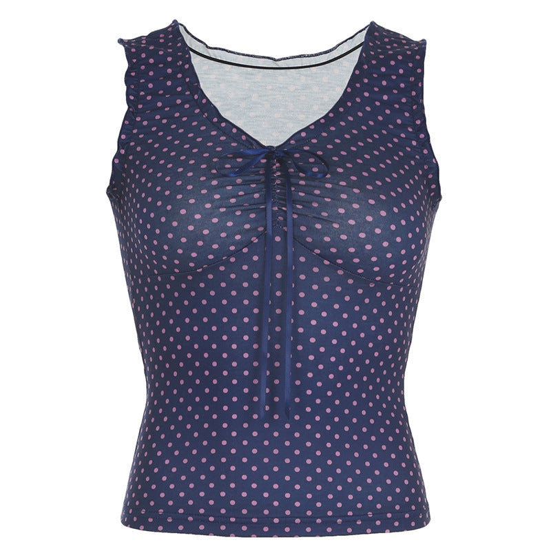 Grace – Top en maille sans manches à pois