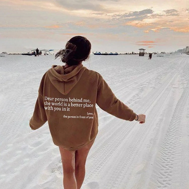 Brenda – Hoodie en peluche pour femmes avec poche kangourou et imprimé