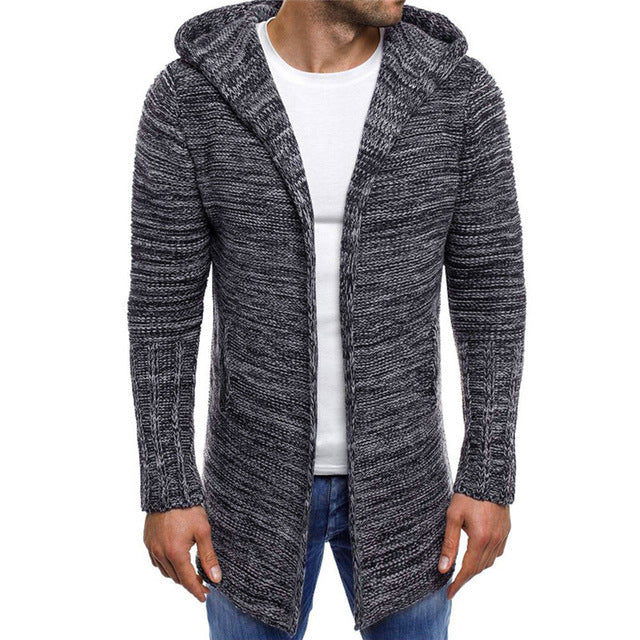 Ian – Long Trench Cardigan pour Homme avec Capuche pour l'Hiver