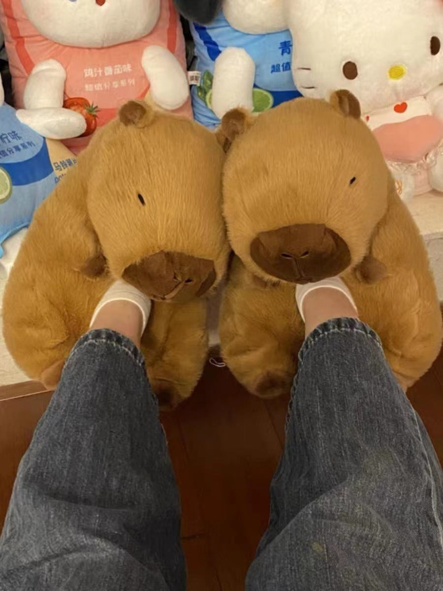 Danielle – Chaussons en Peluche de Capybara en Coton