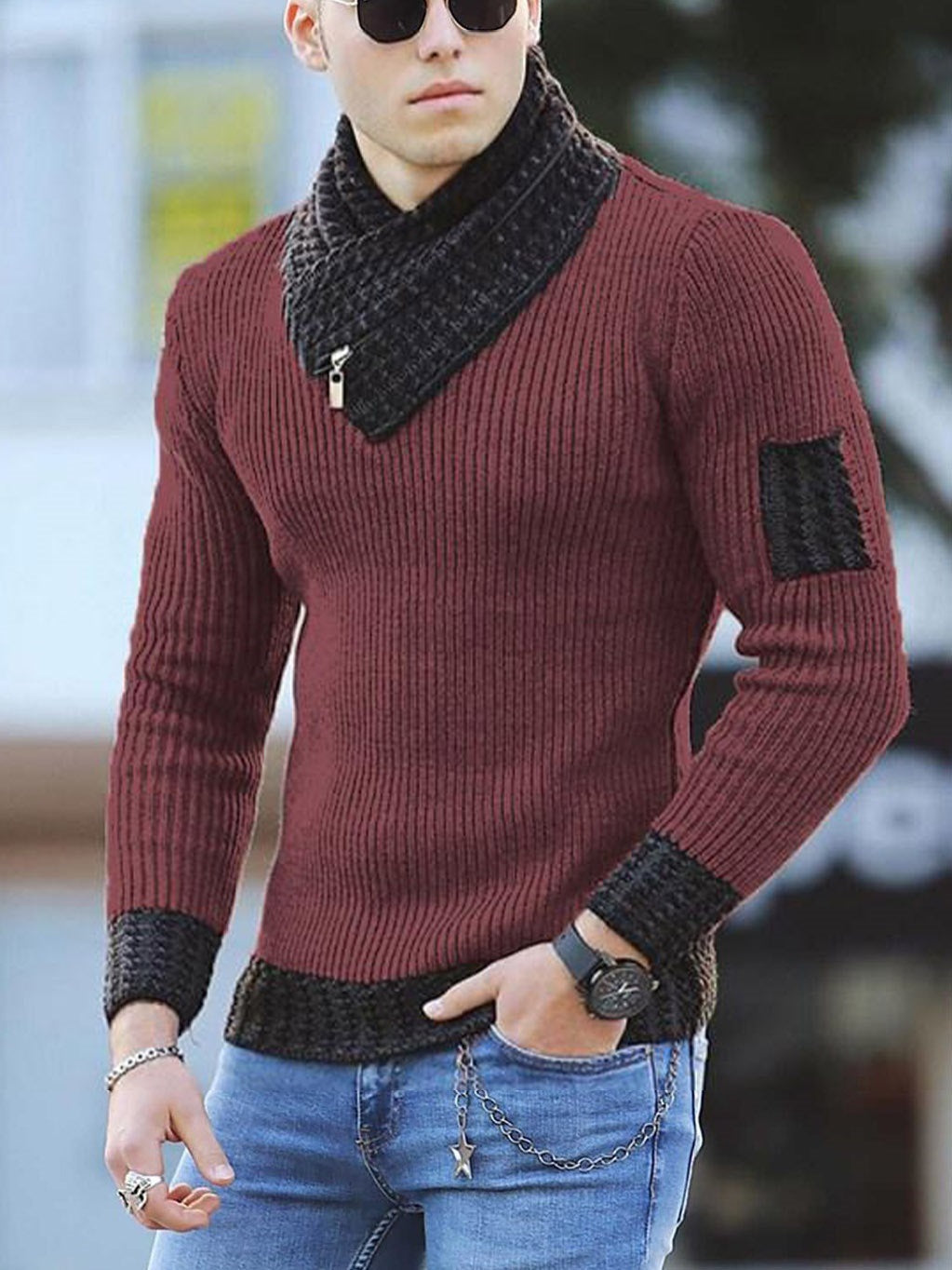 Harold – Slim Fit Pullover mit hohem Kragen