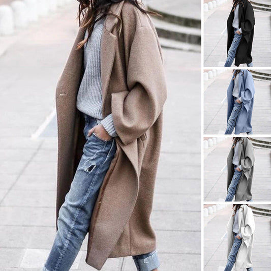 Karen – Long manteau femme avec poches en laine