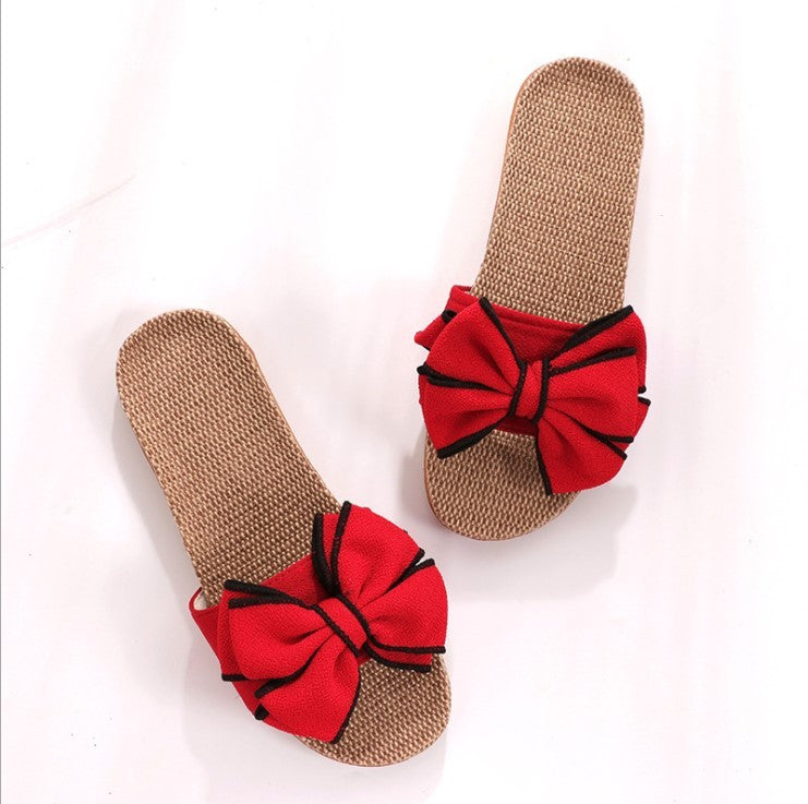 Emma – Slipper d'été avec nœud et lin plat