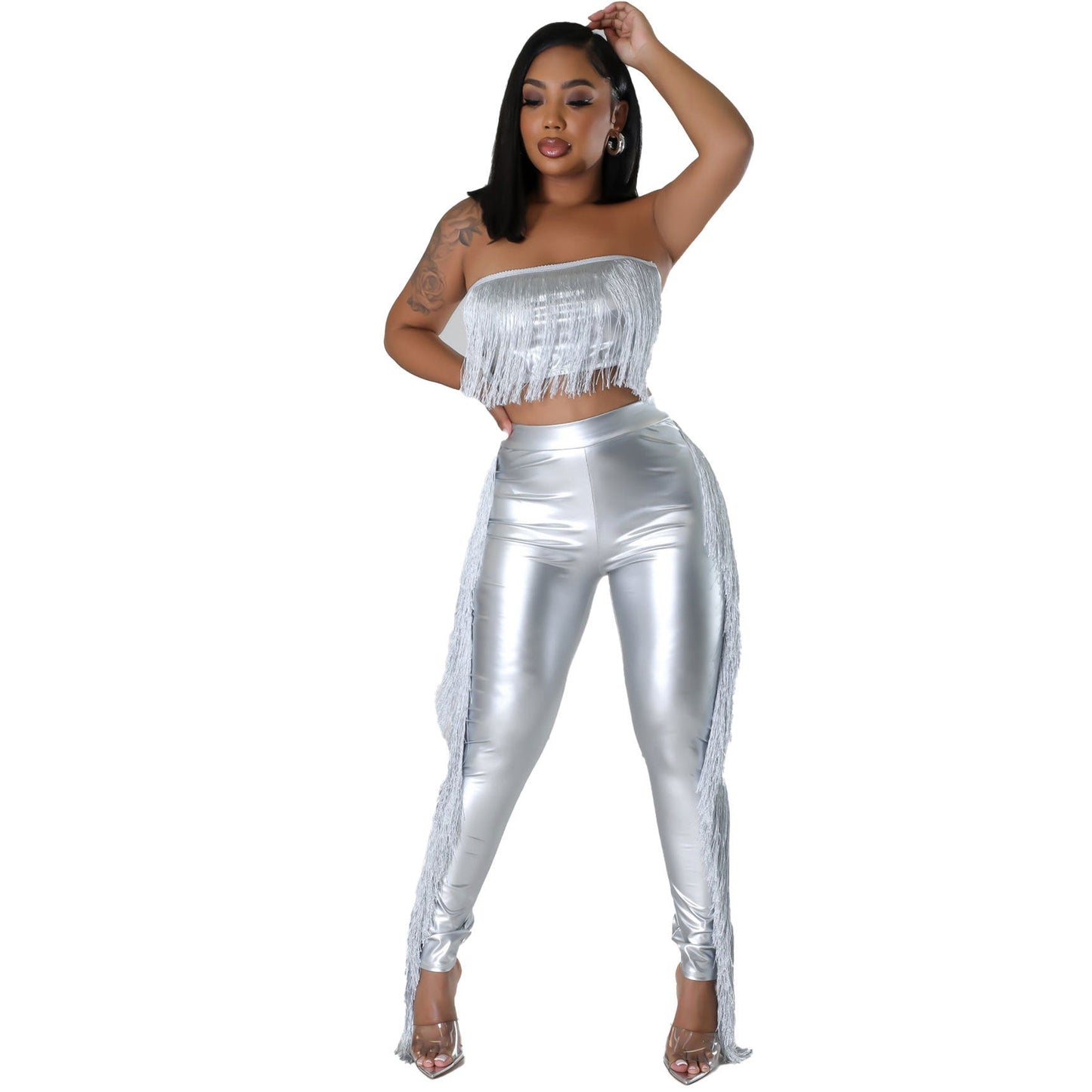 Elizabeth – Ensemble Bandeau Sexy à Franges et Coupe Étroite pour Femmes