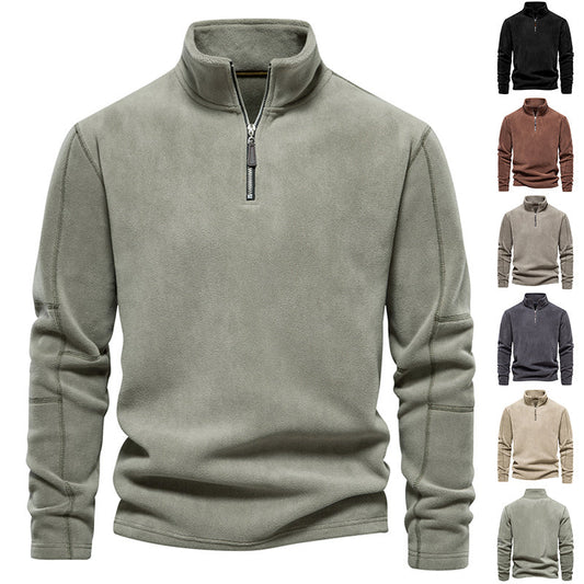 Edward – Stehkragen Zip Sweatshirt mit Fleece, lässiger Pullover