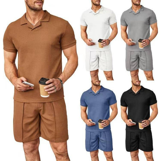 Jean – Polo pour hommes avec col en V et motif gaufré