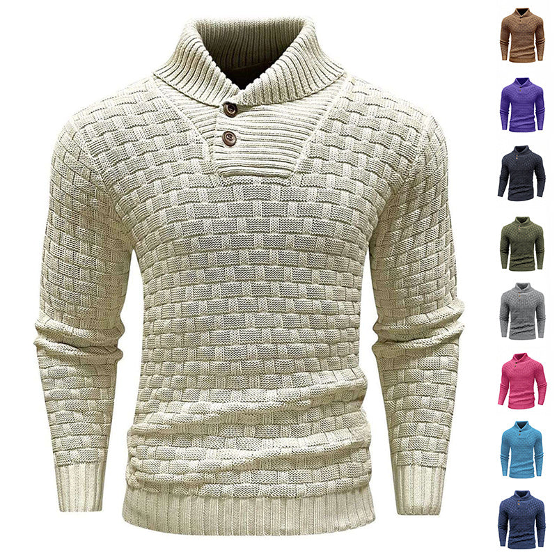Ian – Slim Fit Herren Rollkragenpullover mit Knopfdesign