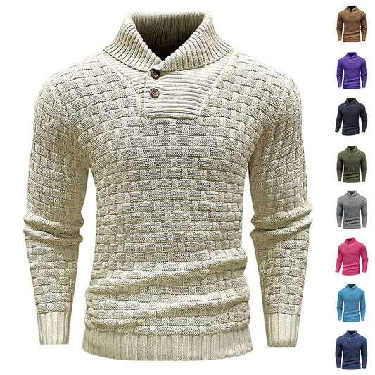 Ian – Slim Fit Herren Rollkragenpullover mit Knopfdesign