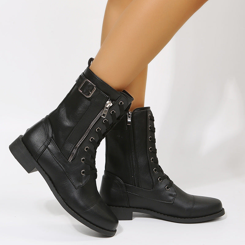 Nicola – Bottines à Lacets avec Fermeture Éclair Latérale pour Femme