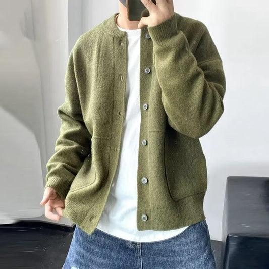 Robin – Cardigan en Laine Moderne pour Hommes avec Col Rond