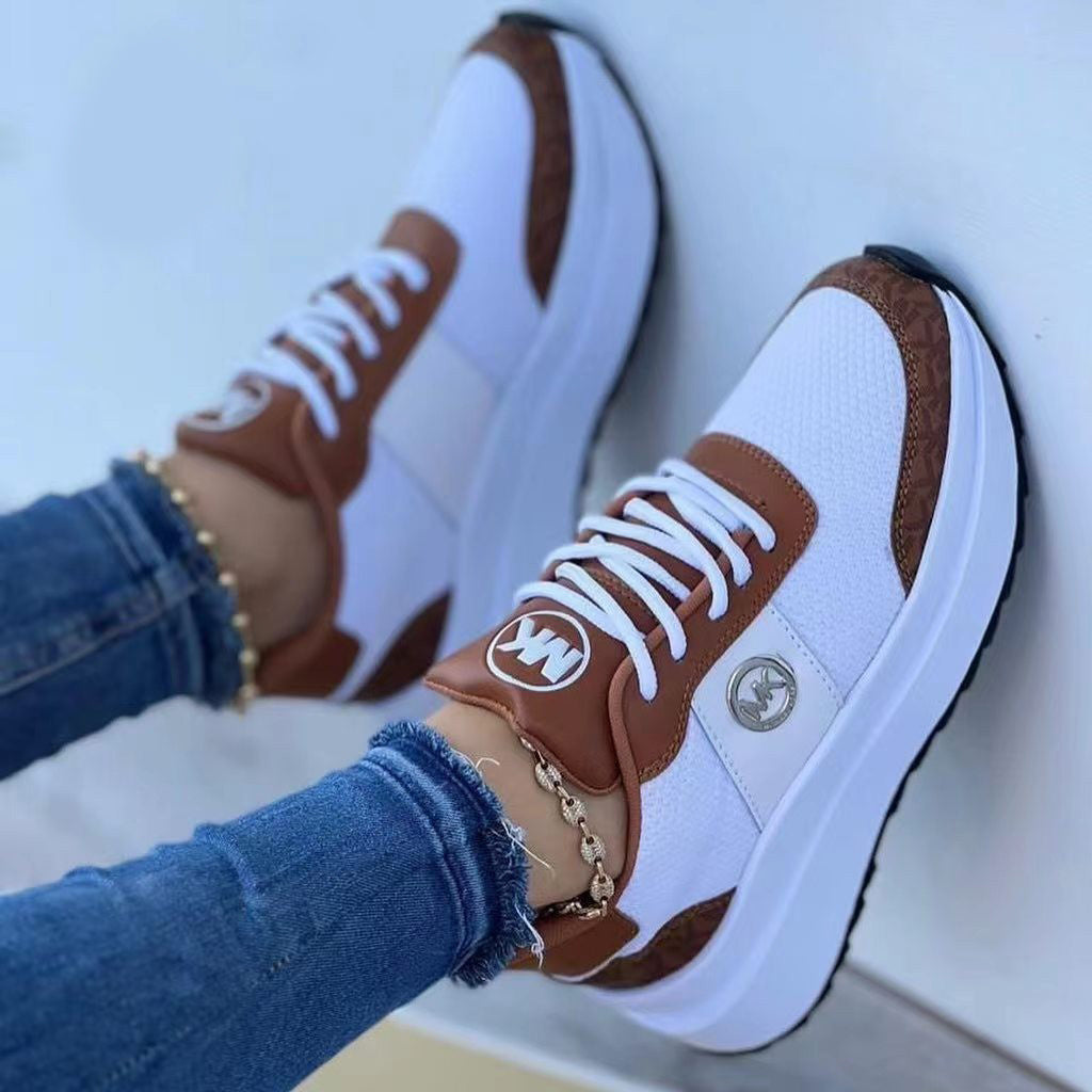 Mary – Chaussures de Loisirs pour Femmes à Semelle Épaisse avec Bloc de Couleur et Bout Rond