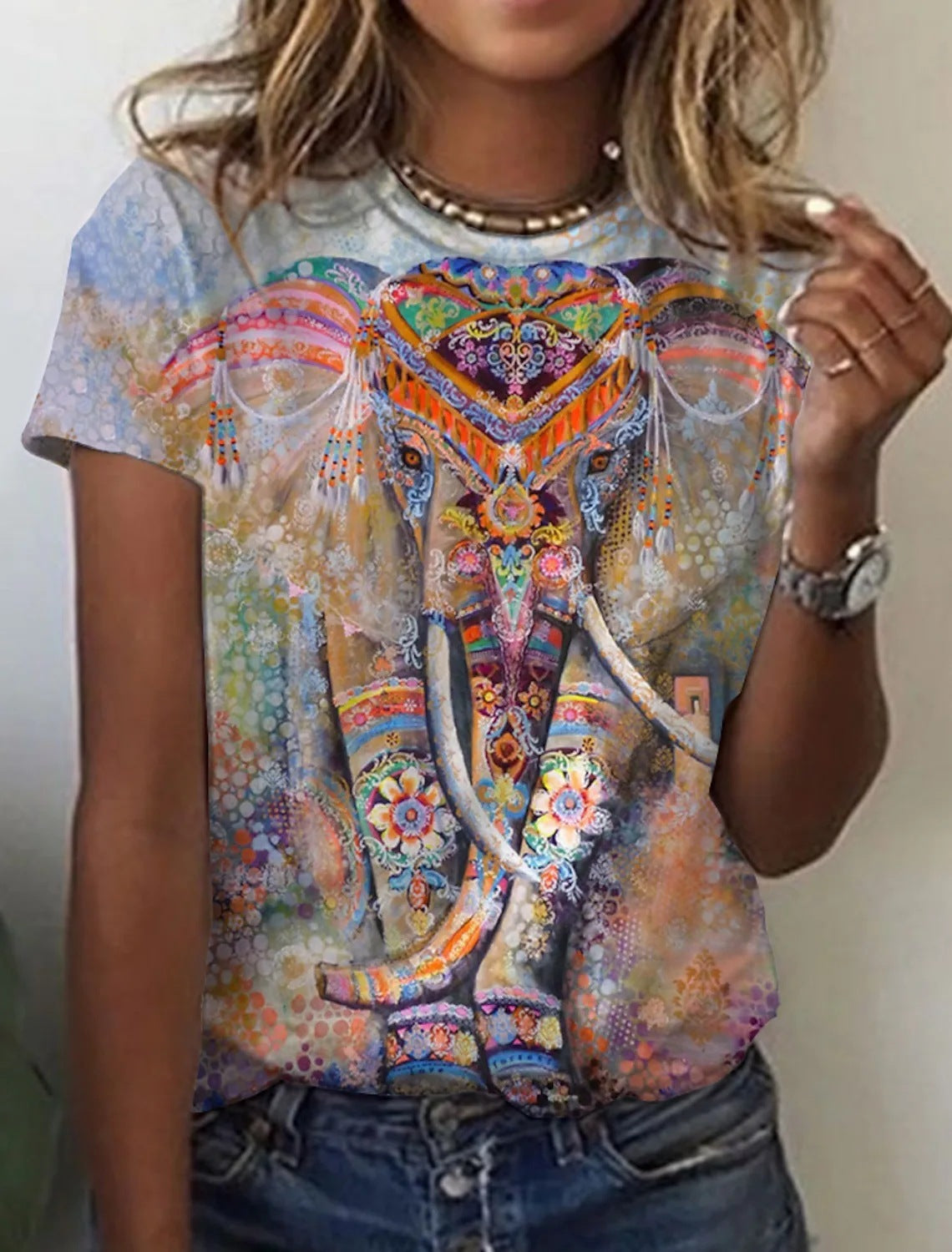 Margaret – T-shirt à Manches Courtes avec Imprimé Rétro Abstrait