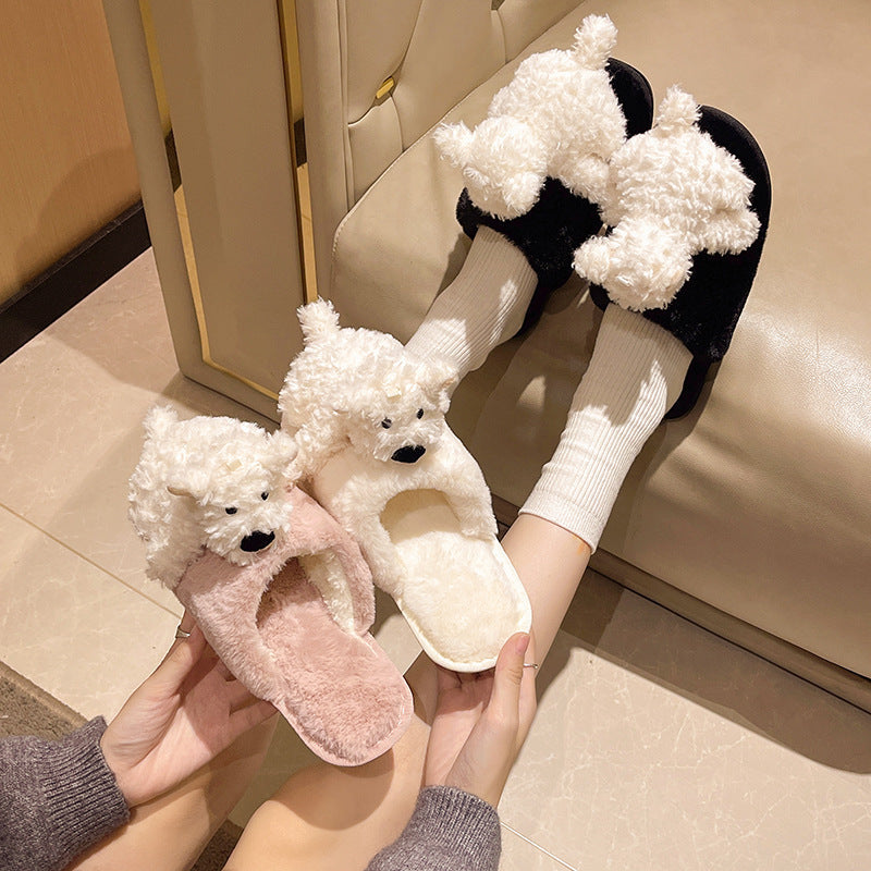 Donna – Pantoufles Chiot en Coton pour Femmes