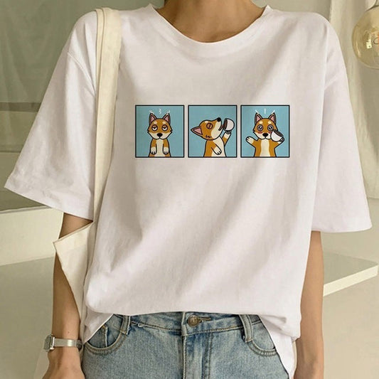 Sophie – T-shirt Femme Shiba Inu à Col Rond