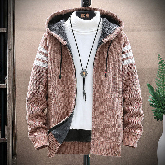 Leslie – Cardigan à Capuche en Velours Épais Taille Plus