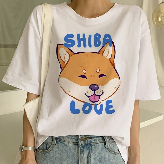 Sophie – T-shirt Femme Shiba Inu à Col Rond