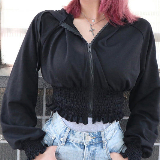 Alison – Hoodie Femme Slim Uni avec Taille Haute