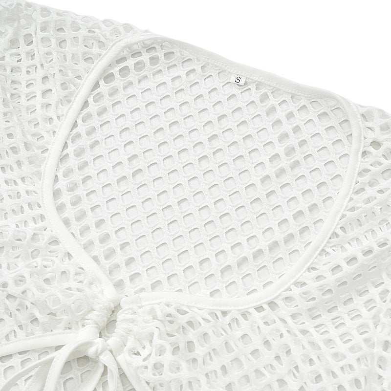 Francesca – Longue Robe Maxi en Tricot avec Dentelle et Mesh