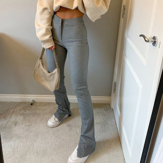 Stephanie – Pantalon Skinny Taille Haute avec Fente pour Femme