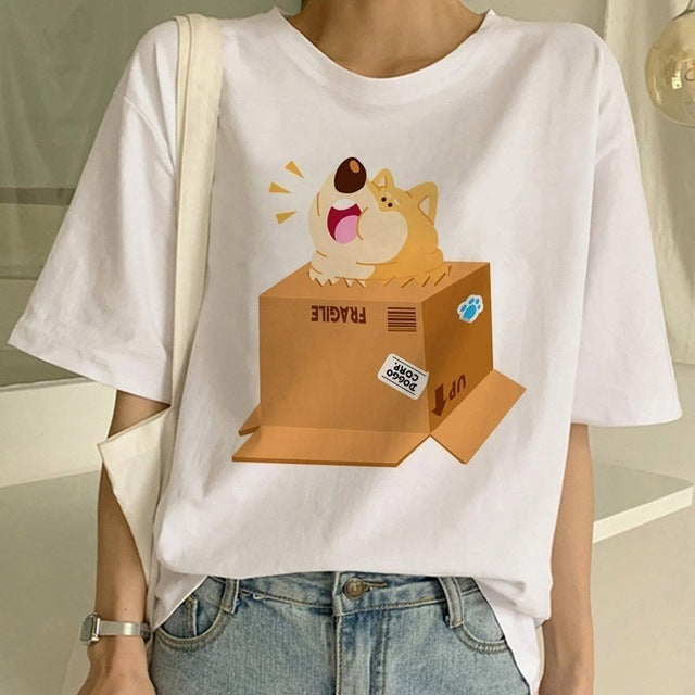 Sophie – T-shirt Femme Shiba Inu à Col Rond