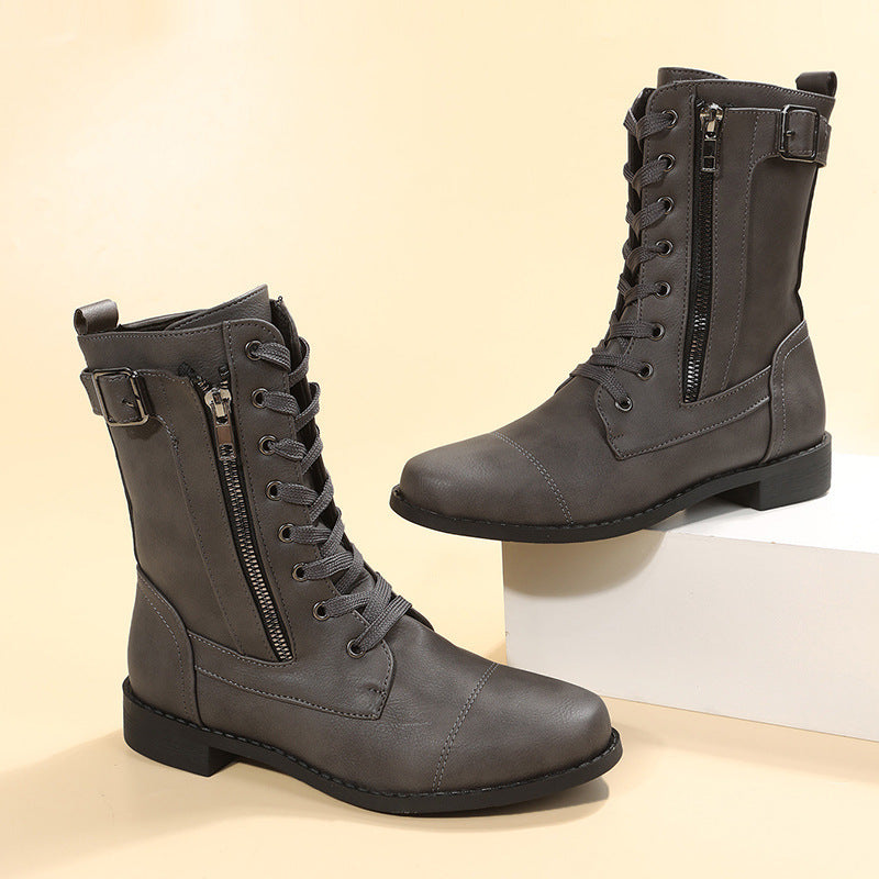 Nicola – Bottines à Lacets avec Fermeture Éclair Latérale pour Femme