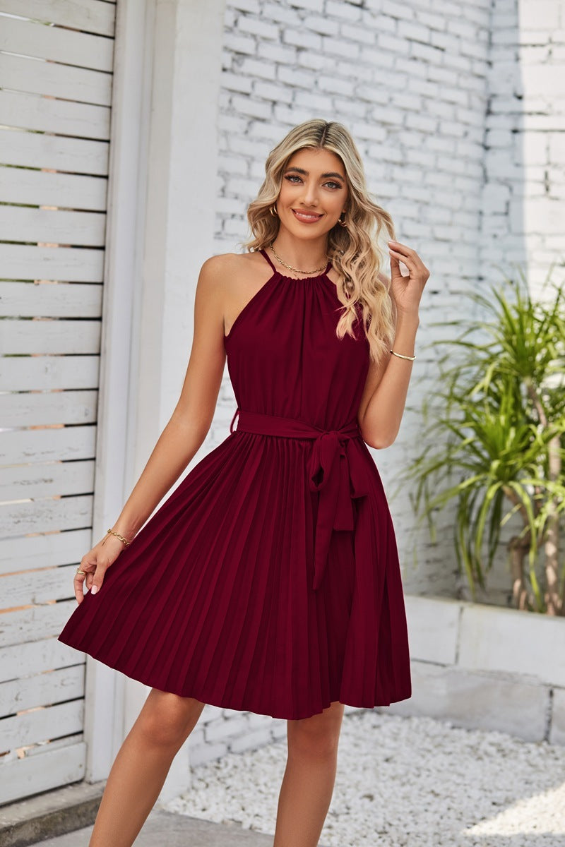 Jennifer – Robe d'été plissée unie sans bretelles