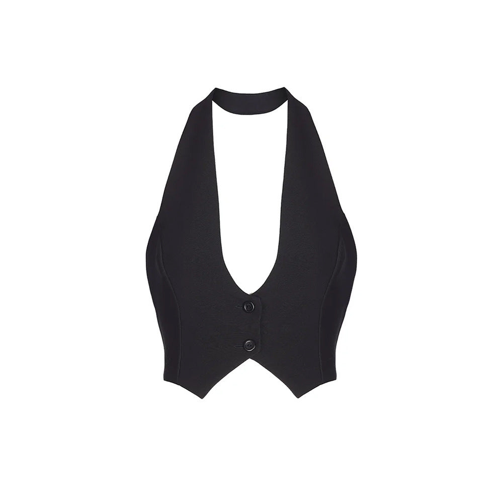 Nicola – Top Dos Nu Monochrome Élégant