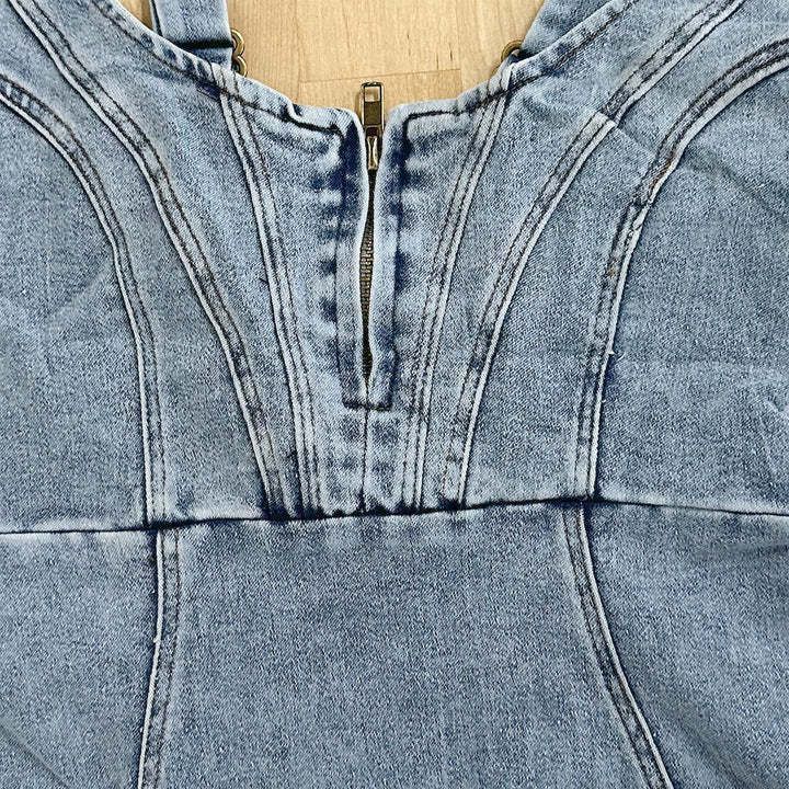 Alison – Robe en jean d'été pour femme avec bretelles et design fendu