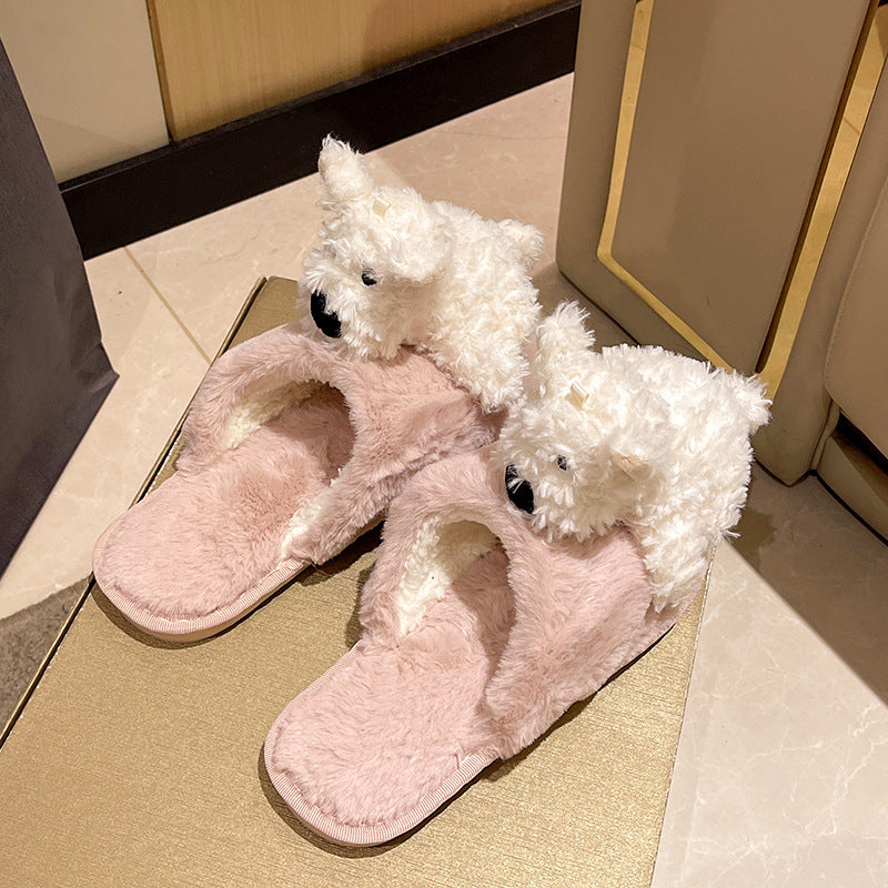 Donna – Pantoufles Chiot en Coton pour Femmes