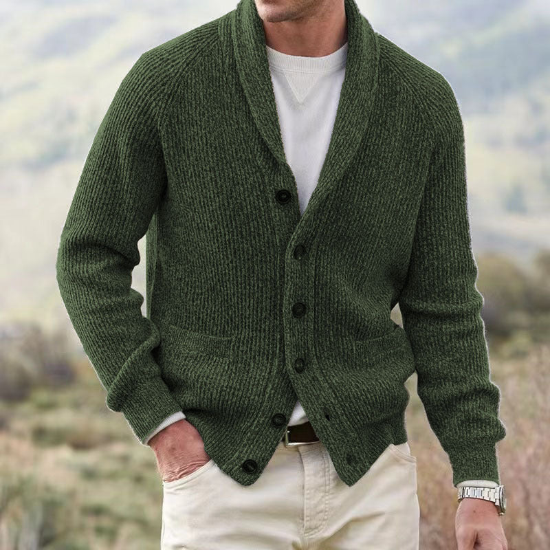 Neil – Cardigan Homme à Plusieurs Boutons en Tissu Épais