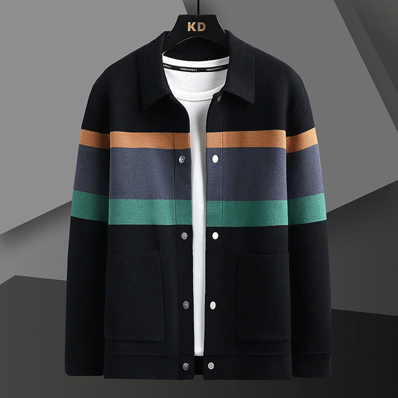 Stanley – Cardigan avec Revers Automnaux et Harmonisation des Couleurs