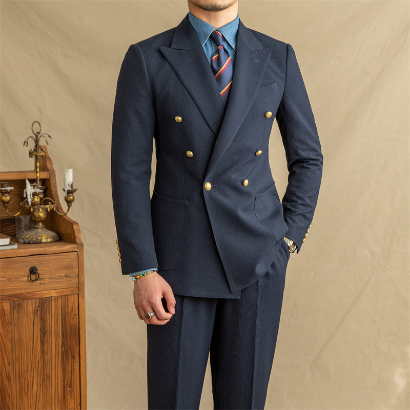 Leslie – Veste croisée en seersucker respirant pour homme
