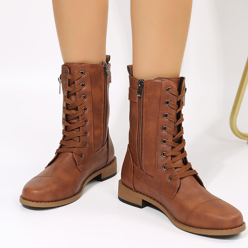 Nicola – Bottines à Lacets avec Fermeture Éclair Latérale pour Femme