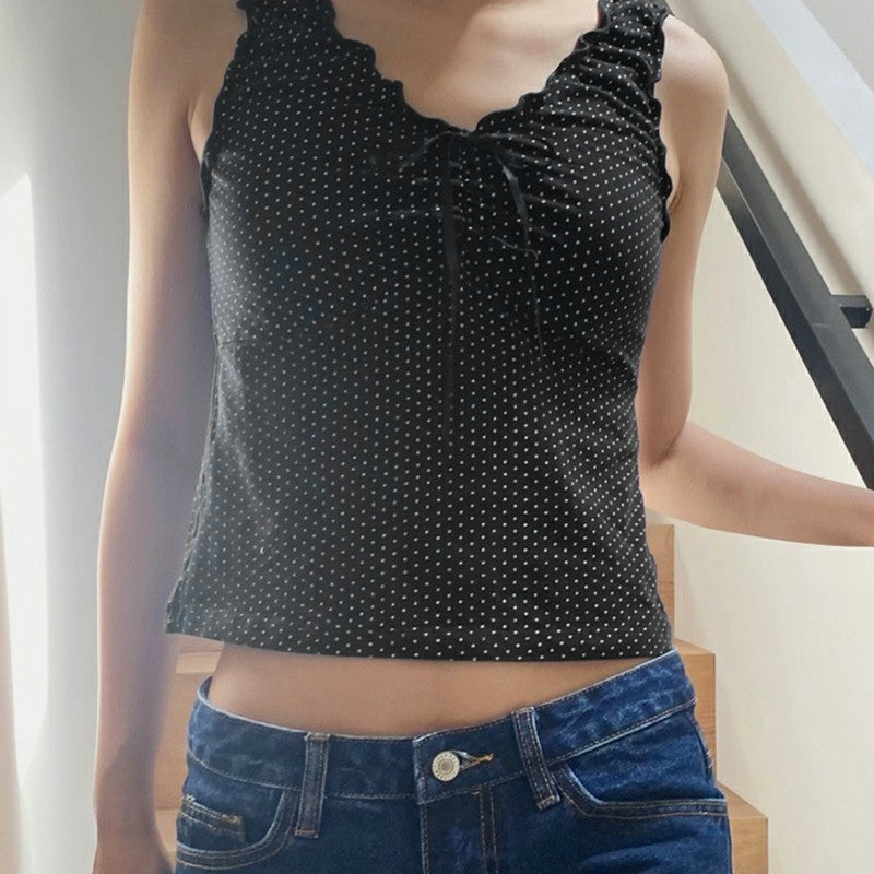 Grace – Top en maille sans manches à pois