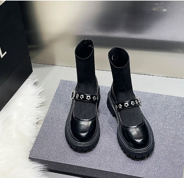 Denise – Bottines à semelle épaisse style chaussette pour femmes