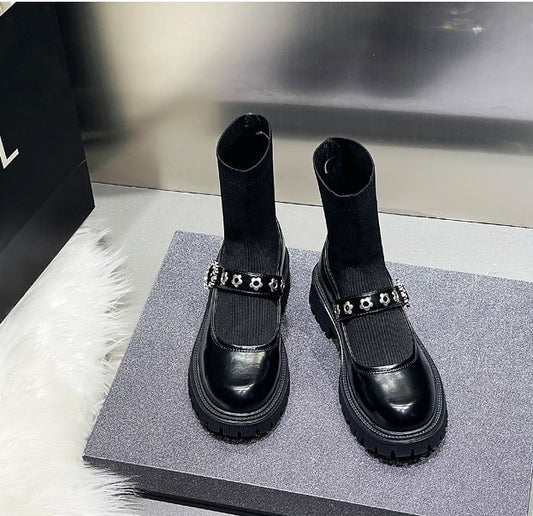 Denise – Bottines à semelle épaisse style chaussette pour femmes