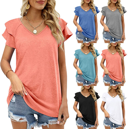 Chelsea – Blouse T-shirt à Volants avec Manches Courtes