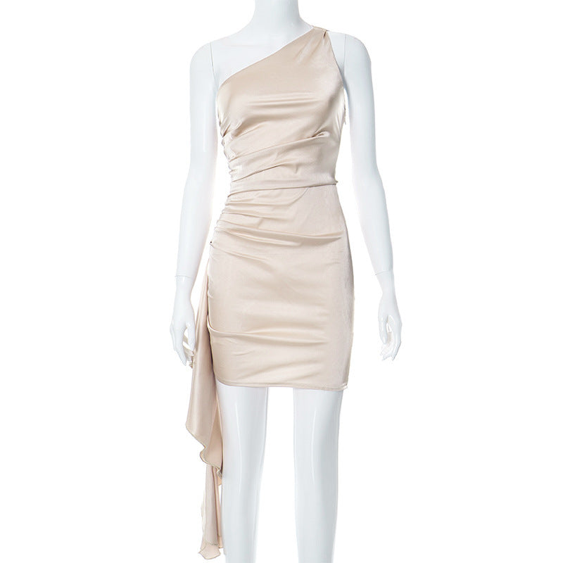 Sara – Mini-robe asymétrique sans manches pour fêtes et mariages