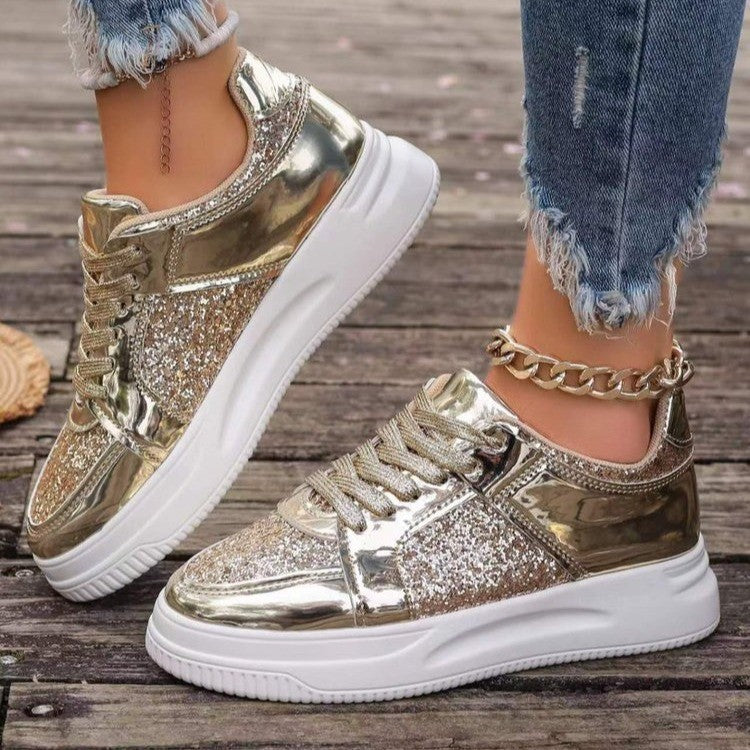 Brenda – Baskets à lacets avec paillettes et semelle antidérapante