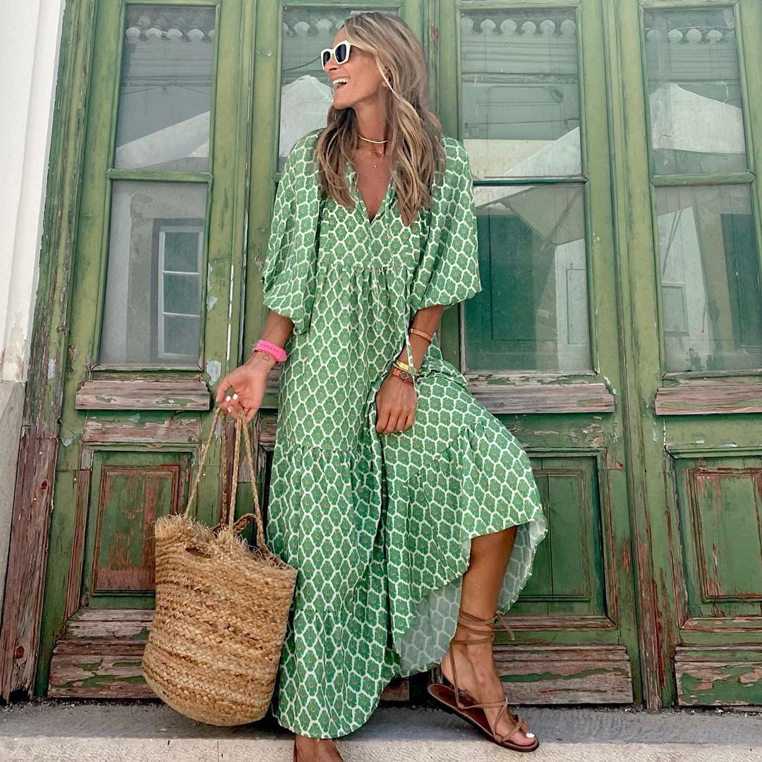 Amanda – Robe Bohème Élégante avec Imprimé Vintage