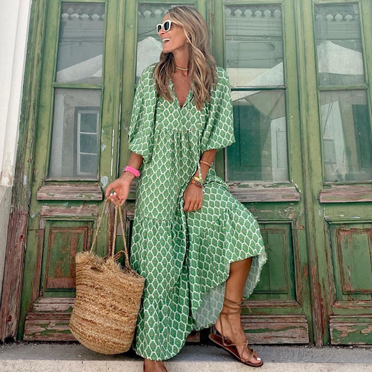 Amanda – Robe Bohème Élégante avec Imprimé Vintage