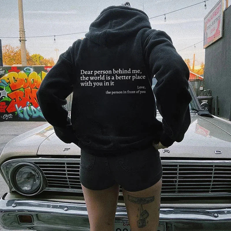 Brenda – Hoodie en peluche pour femmes avec poche kangourou et imprimé
