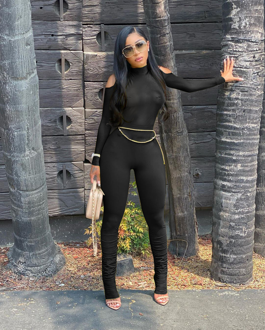 Rachael – Longue Combinaison Femme avec Zip et Plis