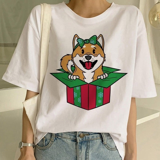 Sophie – T-shirt Femme Shiba Inu à Col Rond